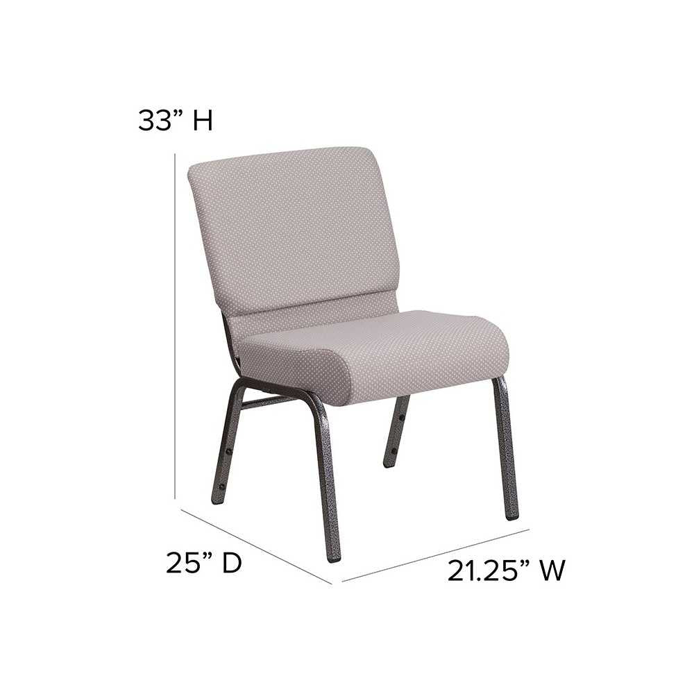 21''W Church Chair in Gray Dot Fabric - Silver Vein Frame