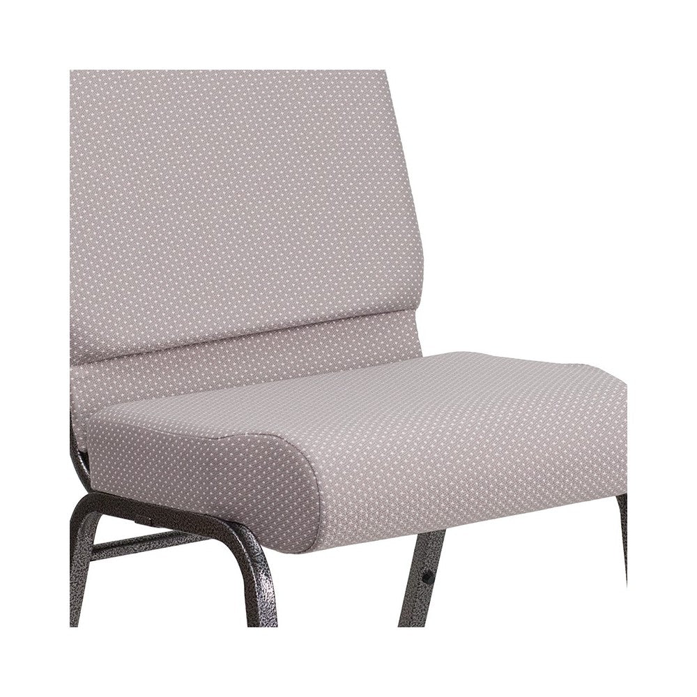 21''W Church Chair in Gray Dot Fabric - Silver Vein Frame