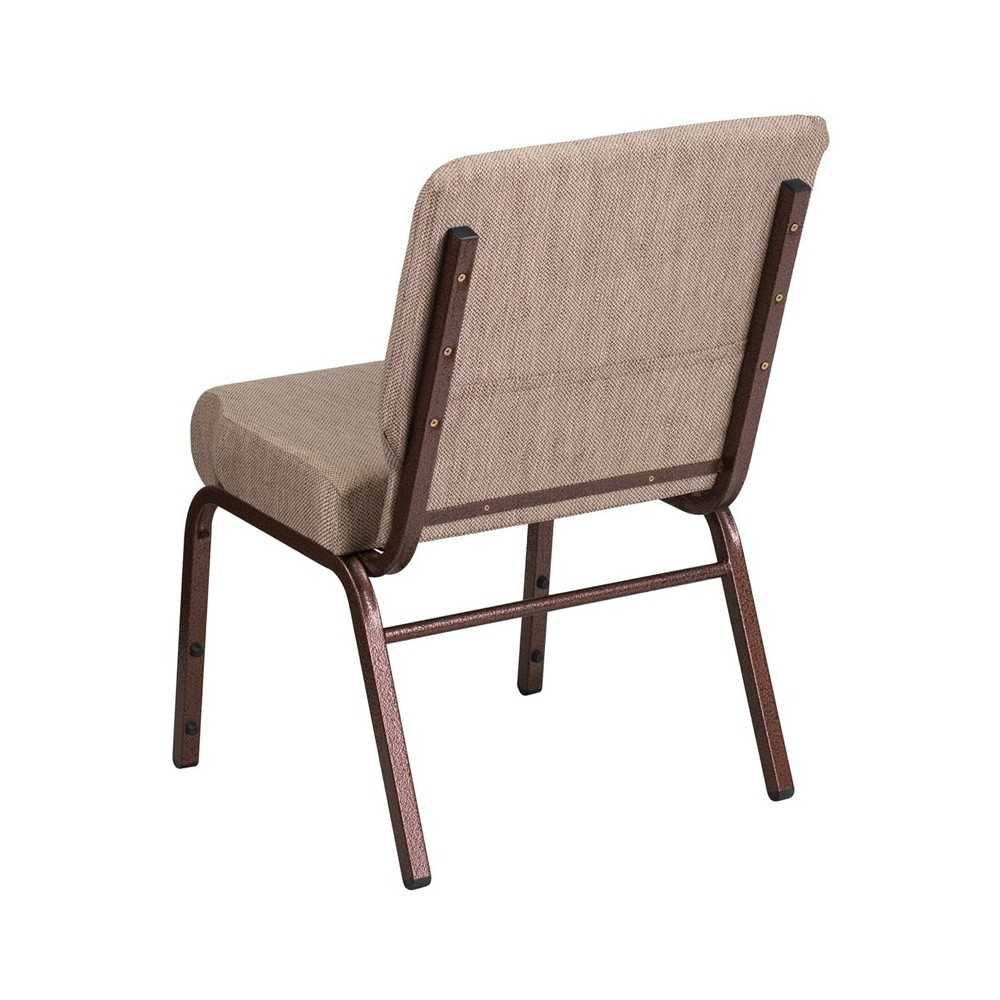 21''W Stacking Church Chair in Beige Fabric - Copper Vein Frame