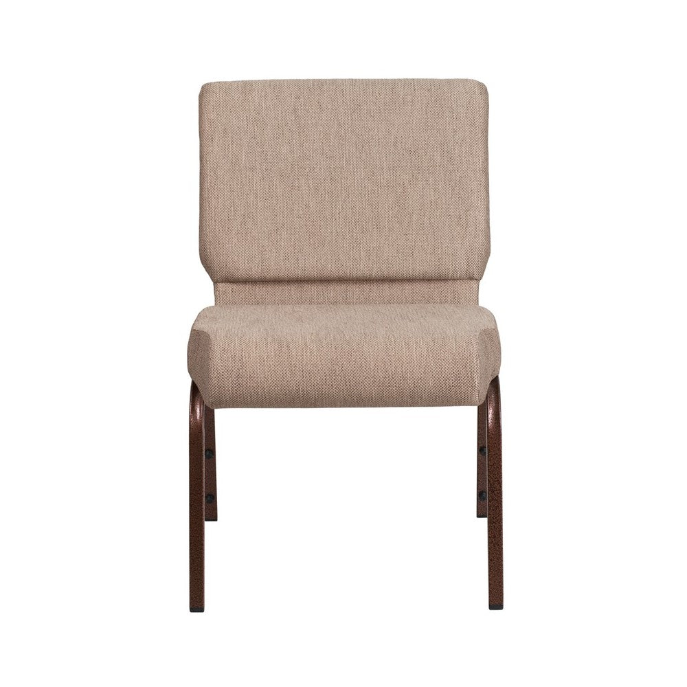 21''W Stacking Church Chair in Beige Fabric - Copper Vein Frame