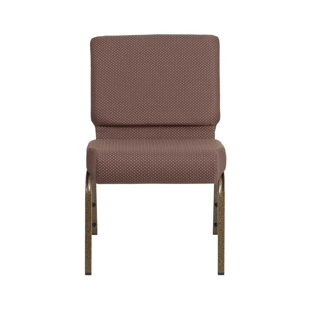 21''W Stacking Church Chair in Brown Dot Fabric - Gold Vein Frame
