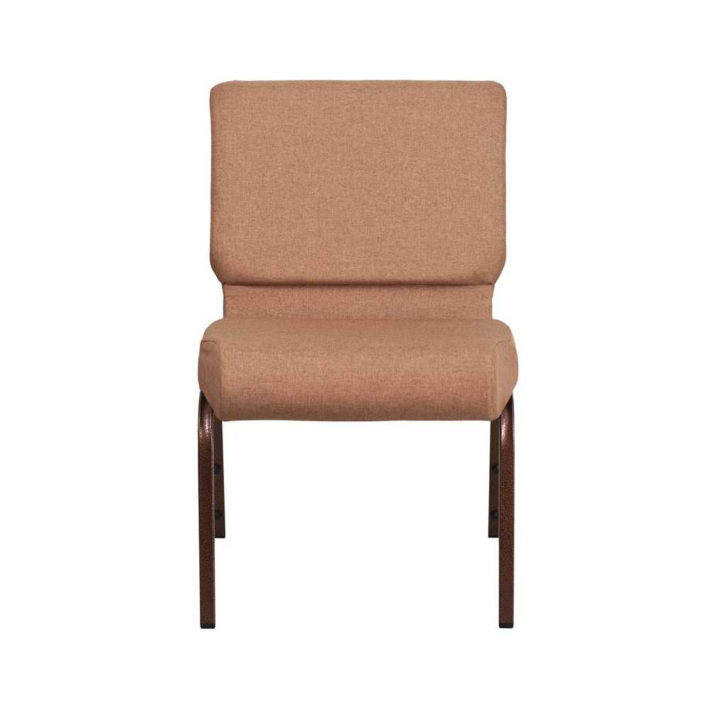 21''W Stacking Church Chair in Caramel Fabric - Copper Vein Frame