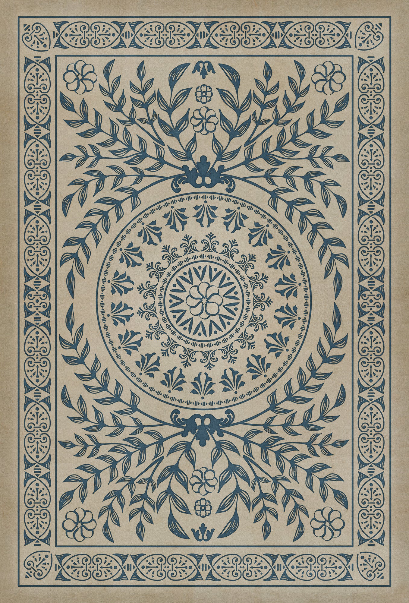 Pattern 40 Isola Bella 38x56 Vintage Vinyl Floorcloth
