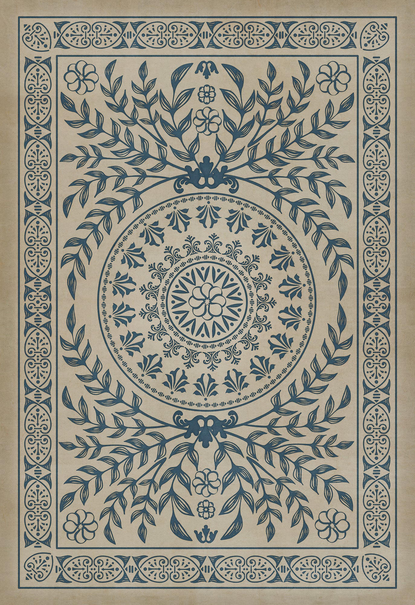 Pattern 40 Isola Bella 70x102 Vintage Vinyl Floorcloth