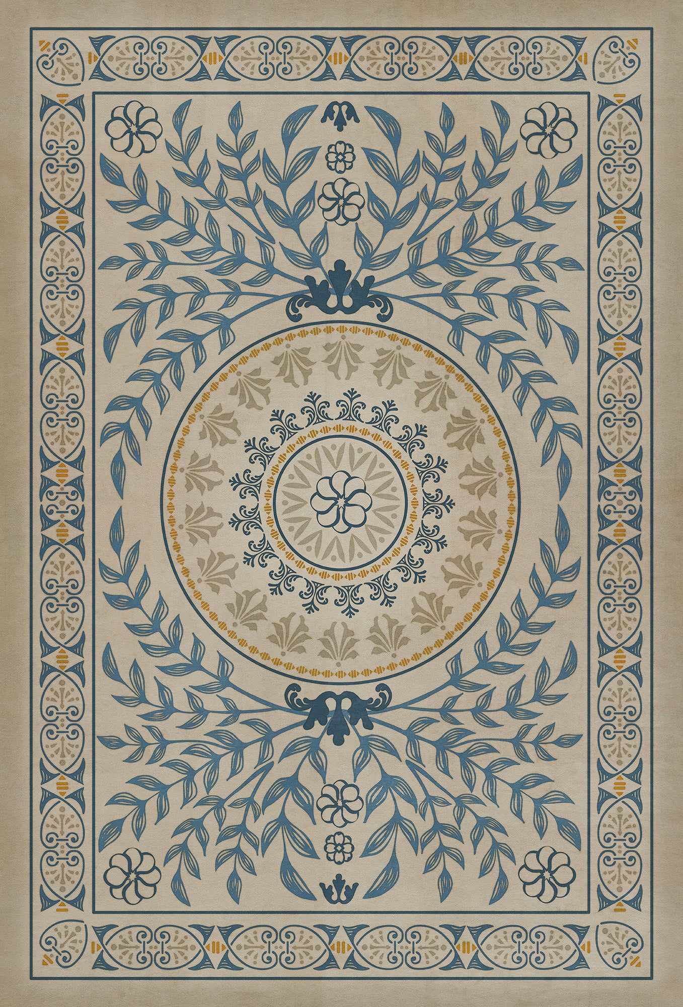 Pattern 40 Villa dEste 38x56 Vintage Vinyl Floorcloth