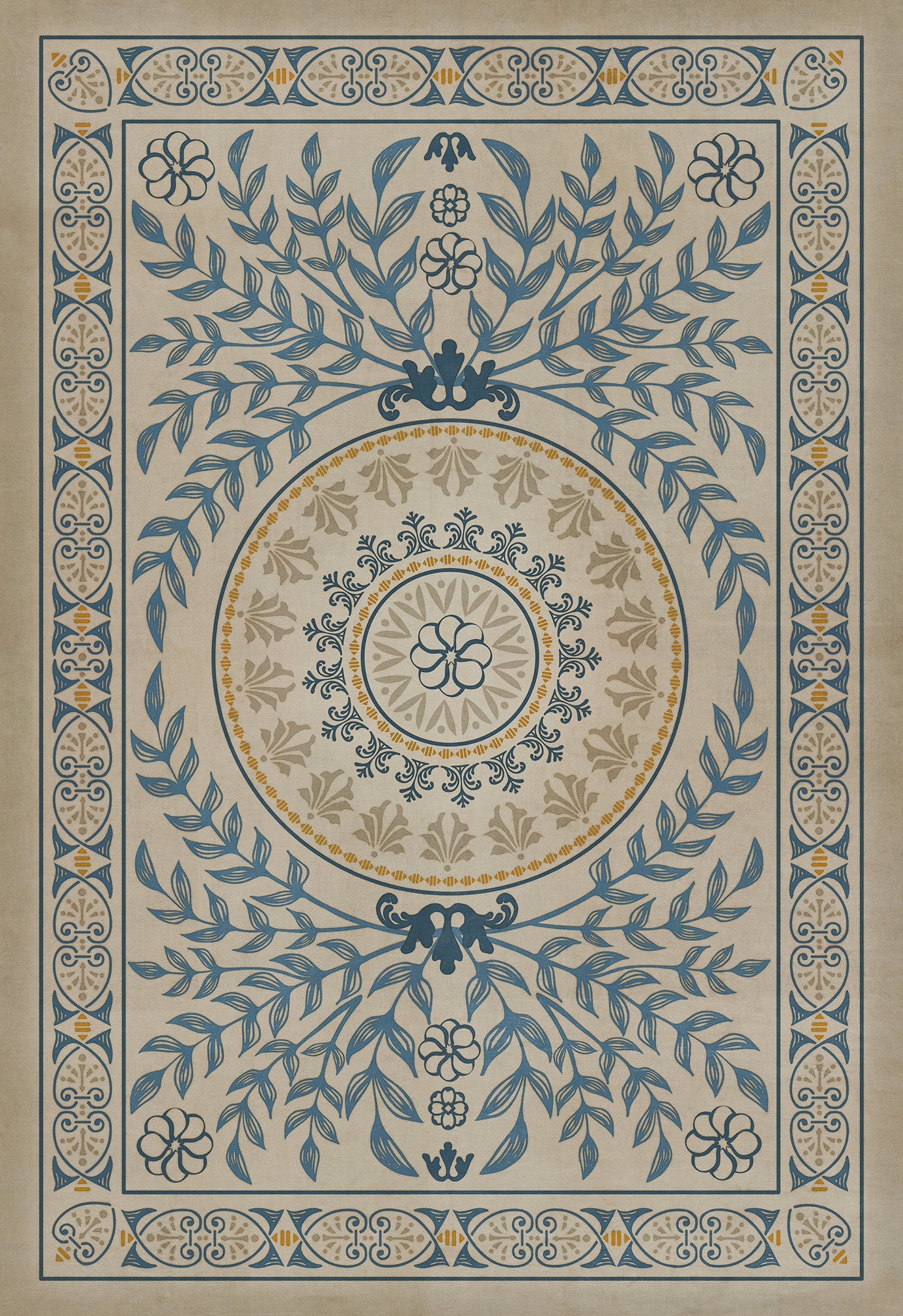 Pattern 40 Villa dEste 70x102 Vintage Vinyl Floorcloth