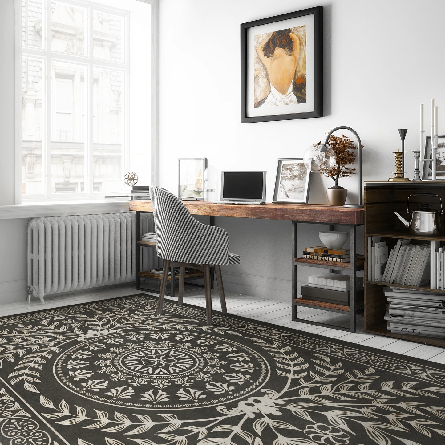 Pattern 40 Villa Lante 38x56 Vintage Vinyl Floorcloth