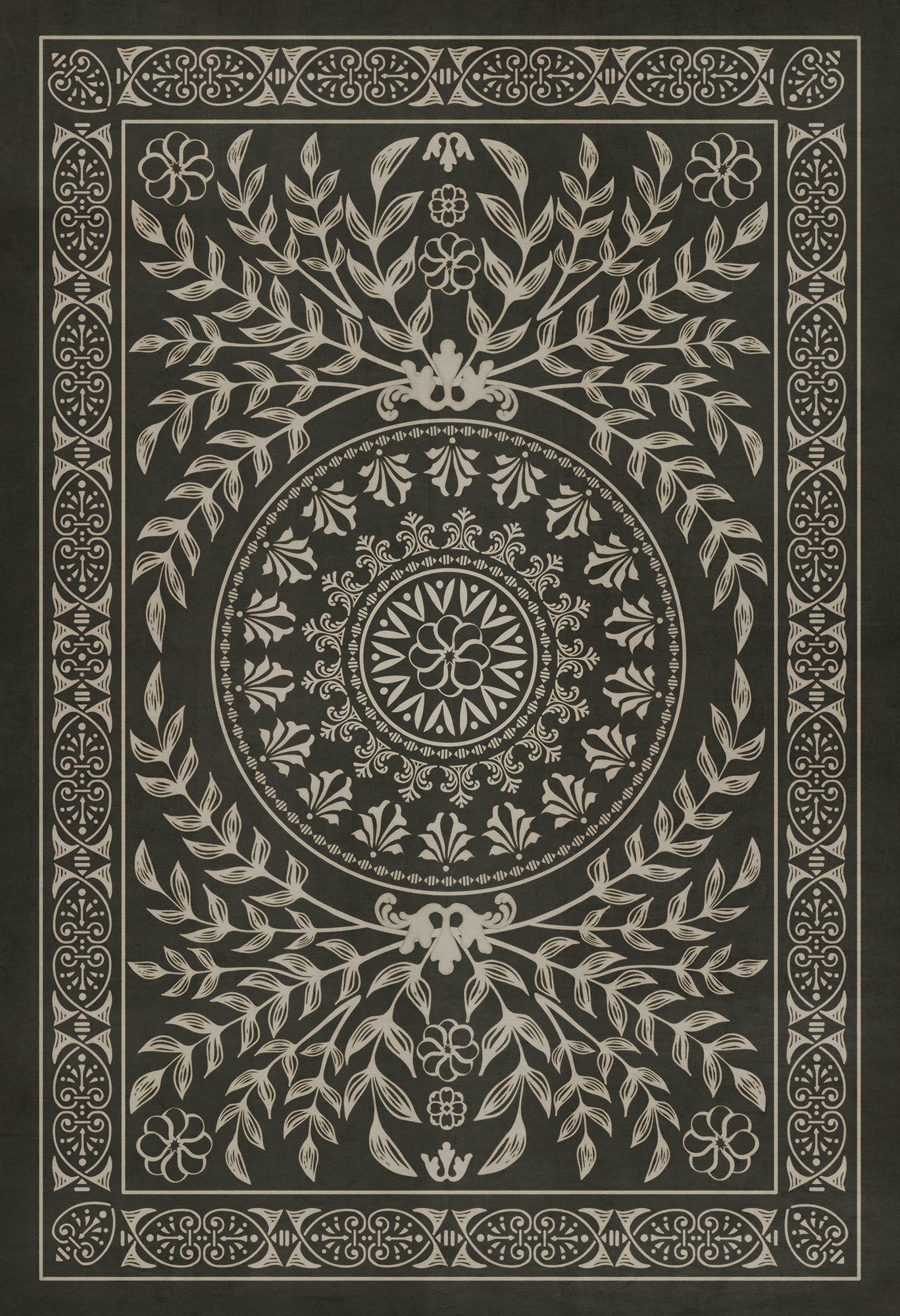Pattern 40 Villa Lante 52x76 Vintage Vinyl Floorcloth