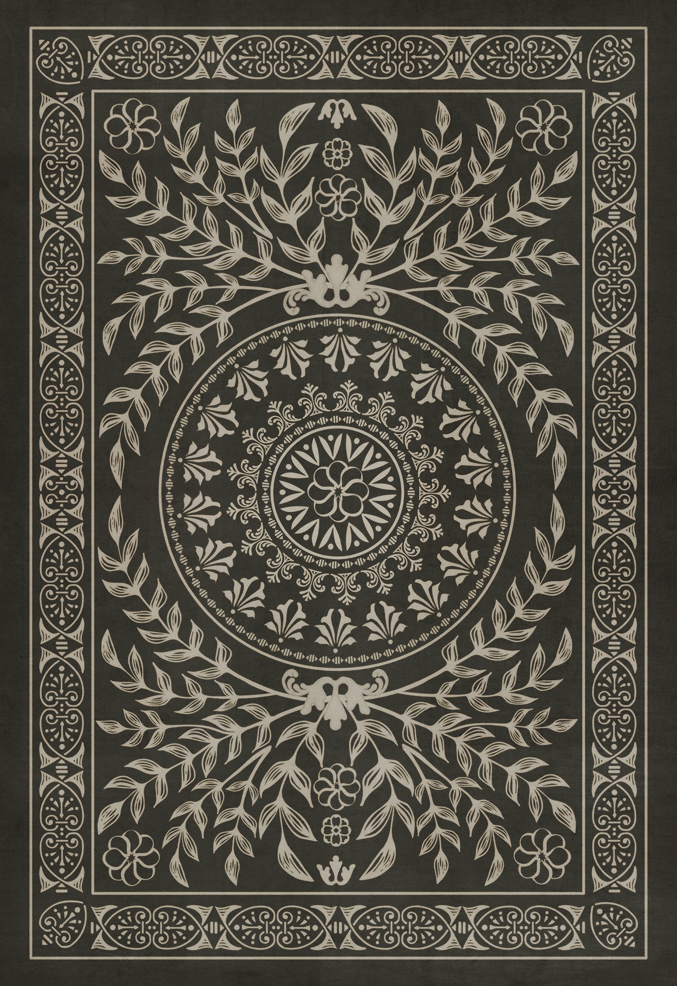 Pattern 40 Villa Lante 70x102 Vintage Vinyl Floorcloth