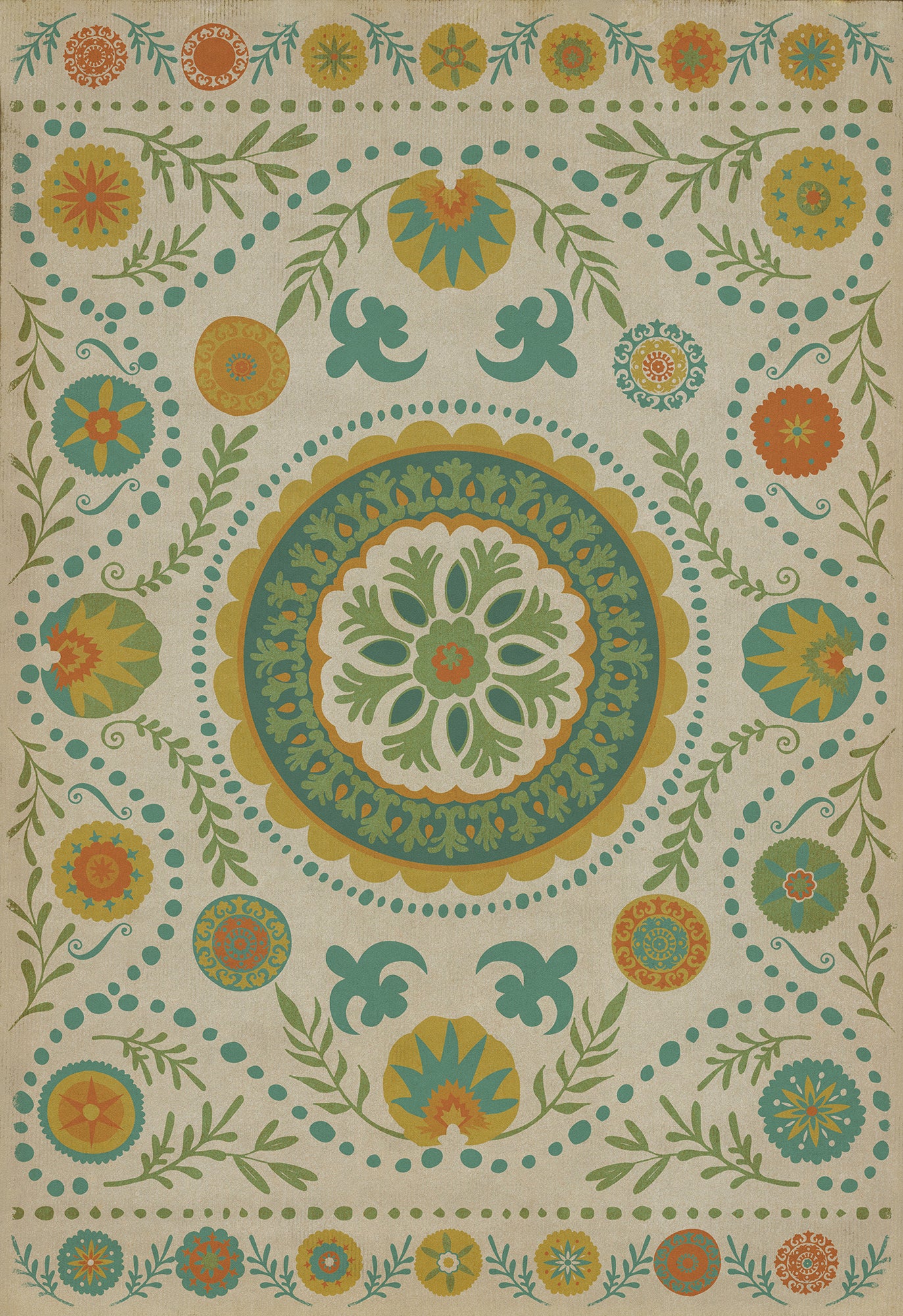 Pattern 38 Summer 70x102 Vintage Vinyl Floorcloth