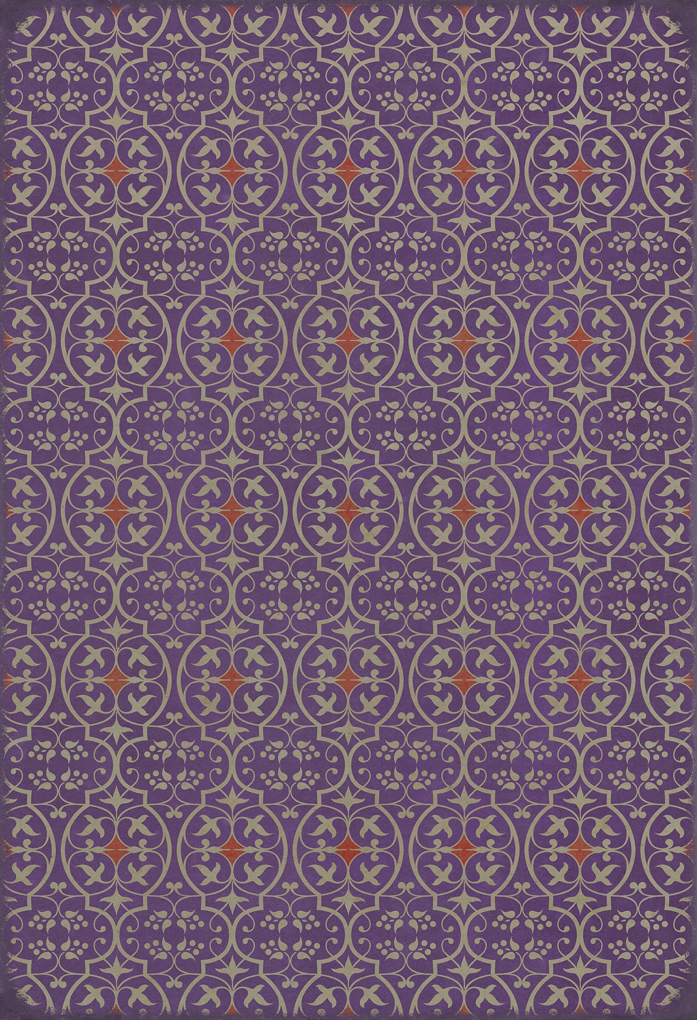 Pattern 51 I Shall Wear Purple 52x76 Vintage Vinyl Floorcloth