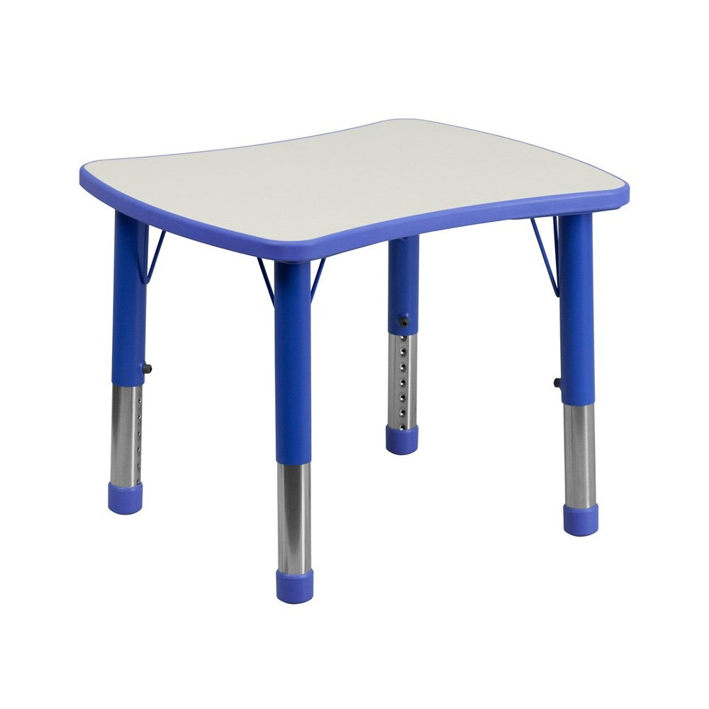 21.875''W x 26.625''L Rectangular Blue Plastic Height Adjustable Activity Table with Gray Top