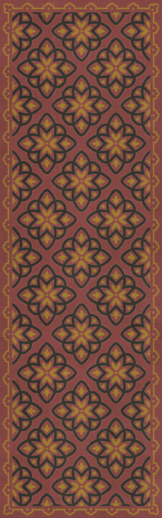 Pattern 45 Rubellus 36x115 Vintage Vinyl Floorcloth