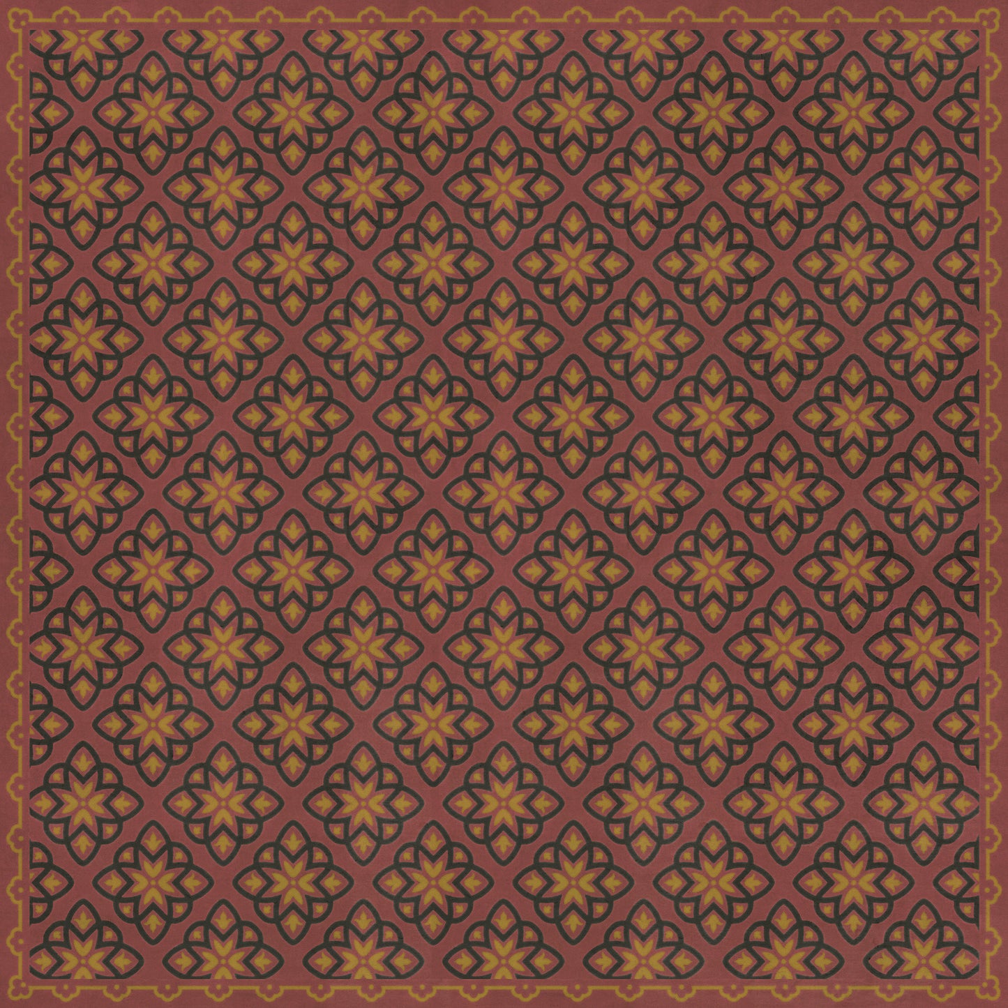 Pattern 45 Rubellus 96x96 Vintage Vinyl Floorcloth