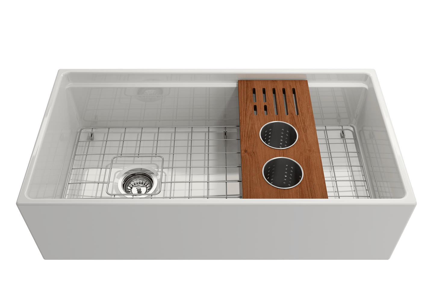 Prep Board Set for Workstation Sinks with 2 Round Steel Colanders & Knife Holder