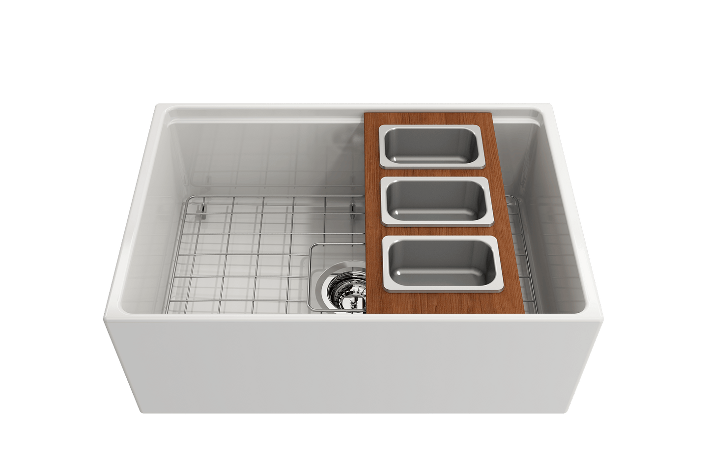 Prep Board Set for Workstation Sinks with 3 Rectangular Stainless Steel Bowls