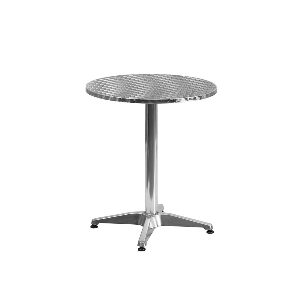 23.5'' Round Aluminum Indoor-Outdoor Table Set with 4 Slat Back Chairs