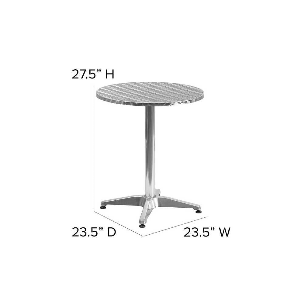 23.5'' Round Aluminum Indoor-Outdoor Table with Base