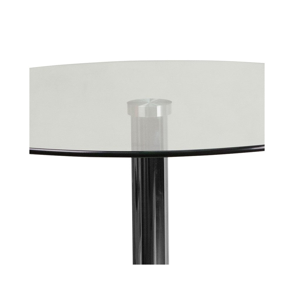 23.5'' Round Glass Table with 35.5''H Chrome Base