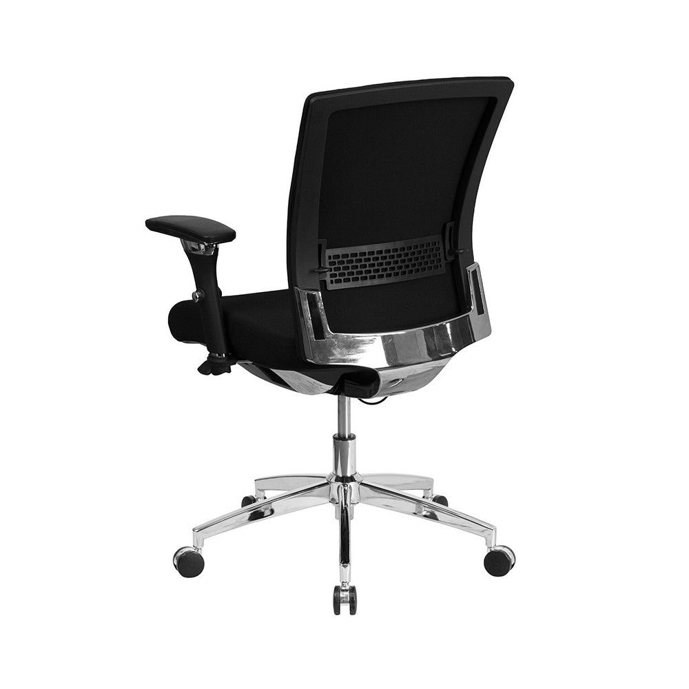 24/7 Intensive Use 300 lb. Rated Black Fabric Multifunction Ergonomic Office Chair with Seat Slider