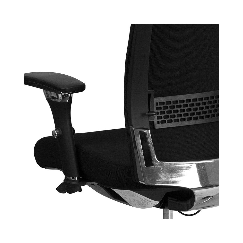 24/7 Intensive Use 300 lb. Rated Black Fabric Multifunction Ergonomic Office Chair with Seat Slider