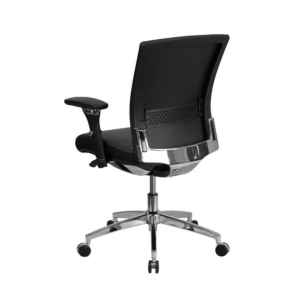 24/7 Intensive Use 300 lb. Rated Black LeatherSoft Multifunction Ergonomic Office Chair with Seat Slider