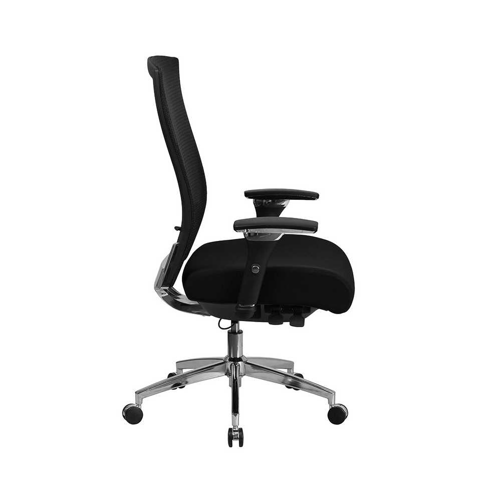 24/7 Intensive Use 300 lb. Rated Black Mesh Multifunction Ergonomic Office Chair with Seat Slider