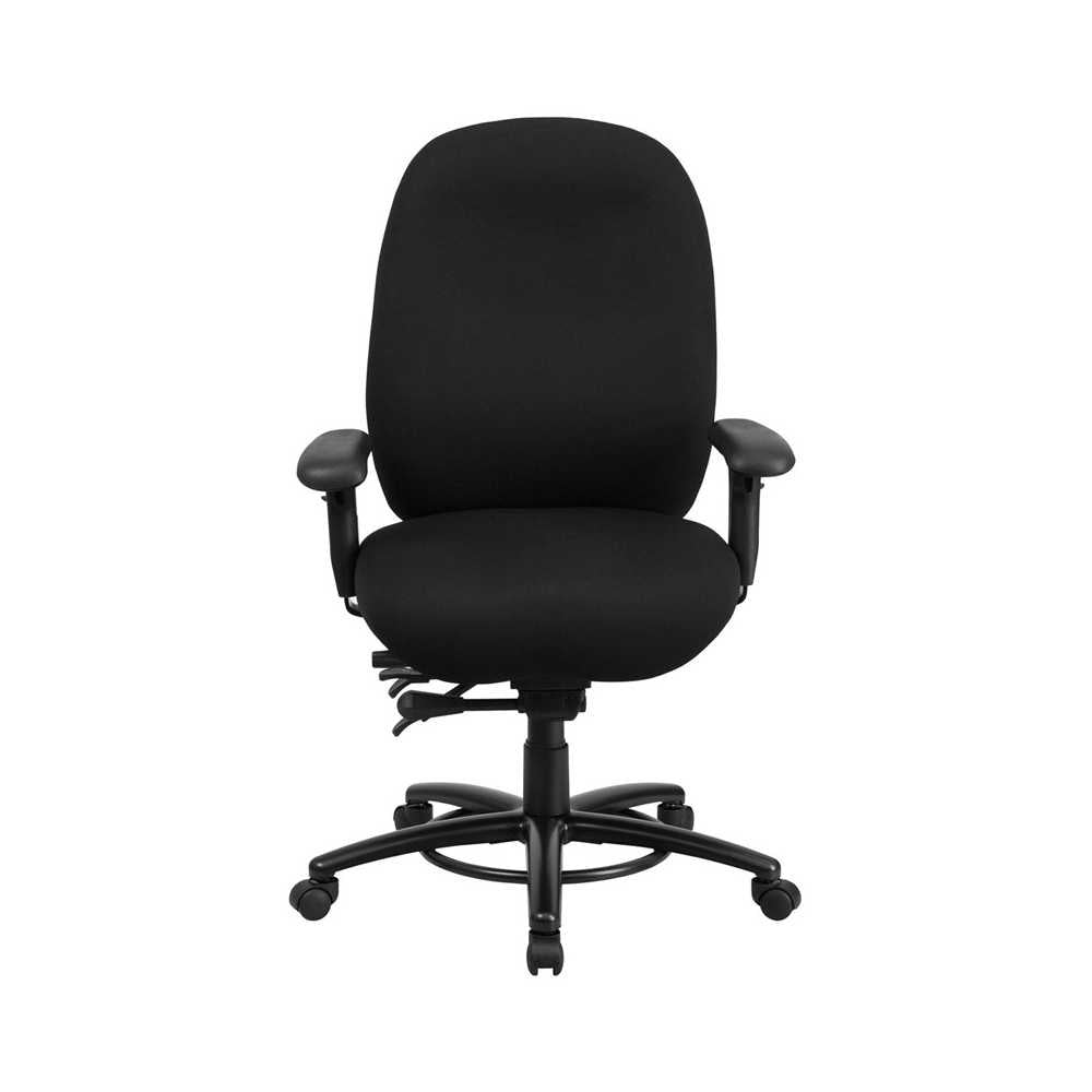24/7 Intensive Use Big & Tall 350 lb. Rated Black Fabric Multifunction Ergonomic Office Chair - Foot Ring