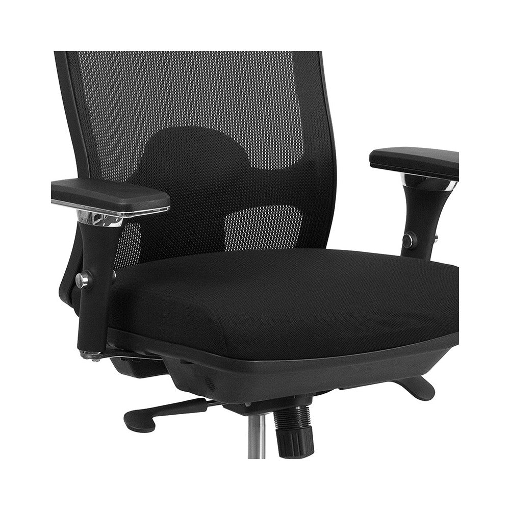 24/7 Intensive Use Big & Tall 350 lb. Rated Black Mesh Multifunction Swivel Ergonomic Office Chair