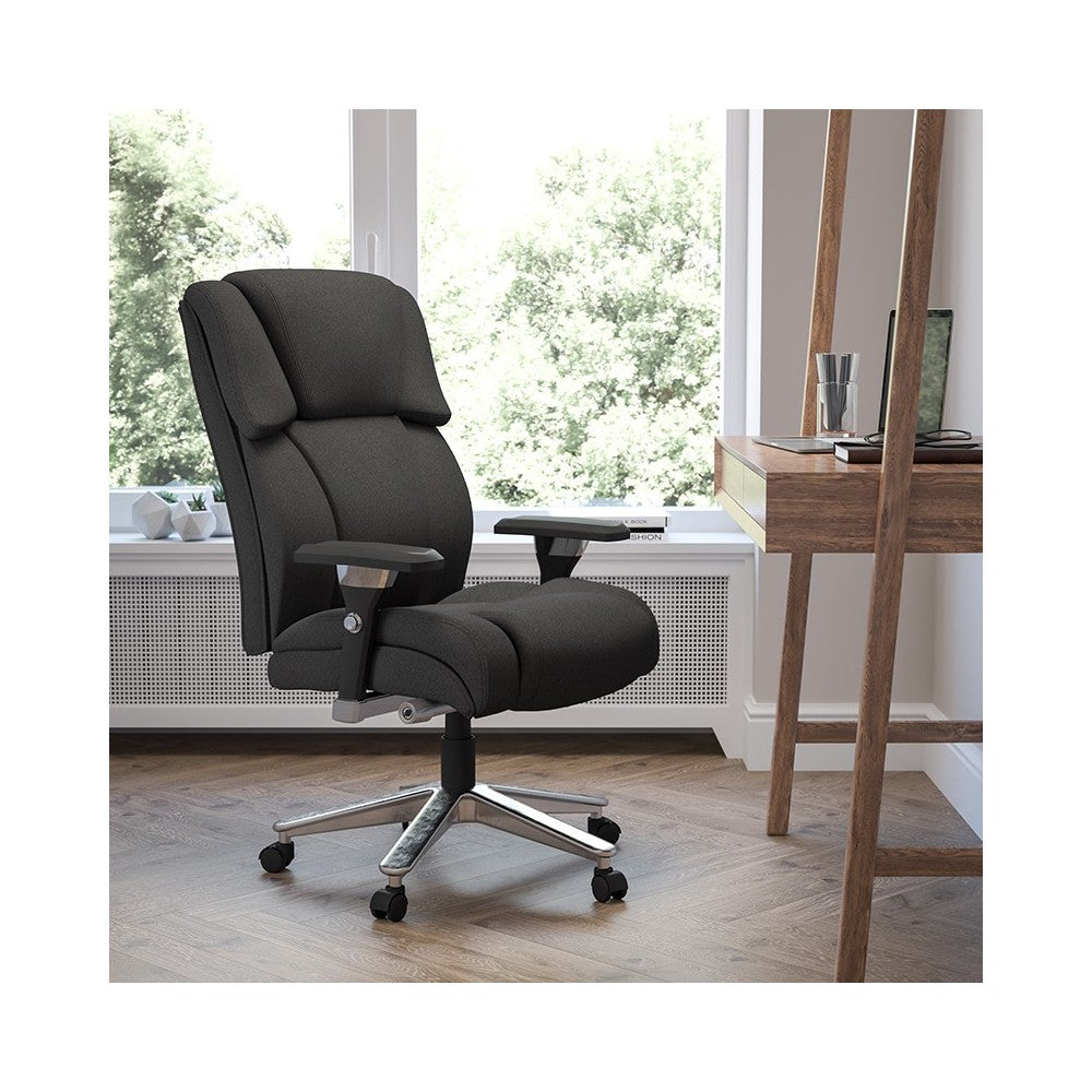 24/7 Intensive Use Big & Tall 400 lb. Rated Black Fabric Executive Ergonomic Office Chair with Lumbar Knob