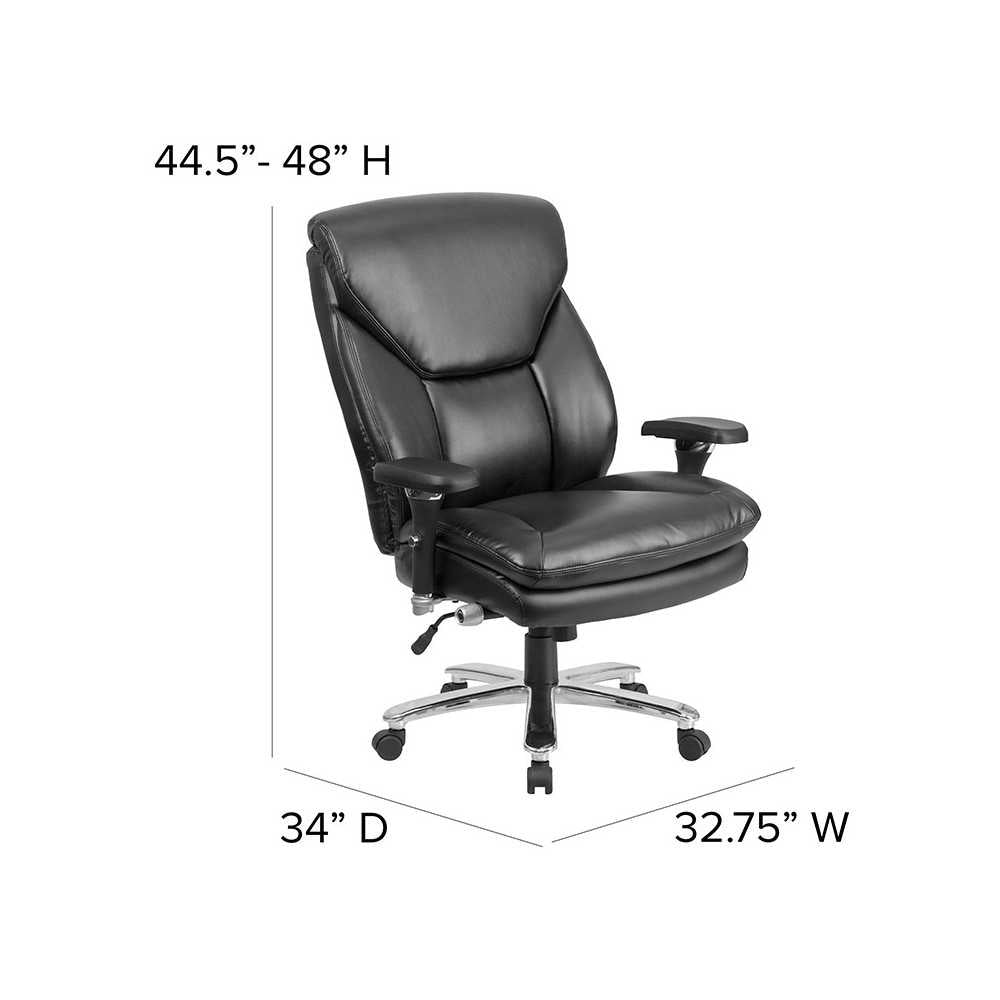 24/7 Intensive Use Big & Tall 400 lb. Rated Black LeatherSoft Ergonomic Office Chair with Lumbar Knob