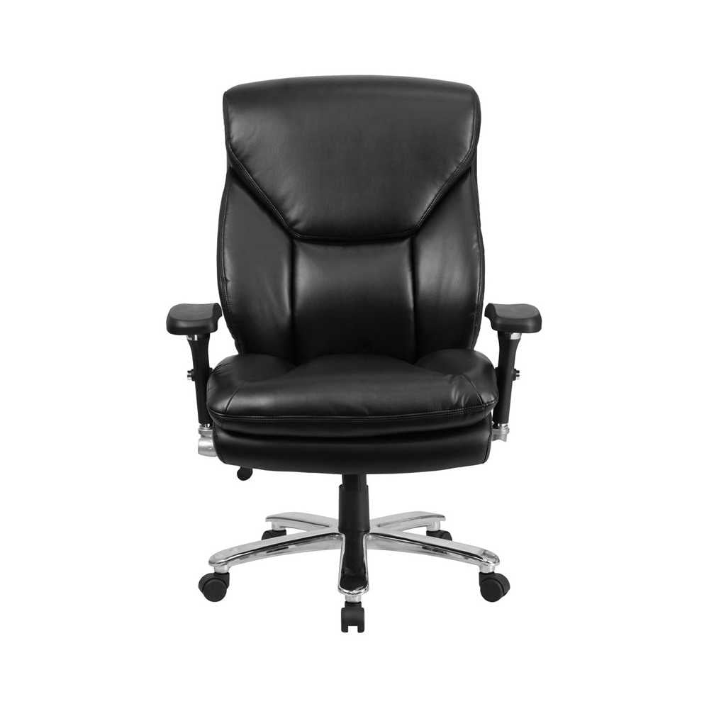 24/7 Intensive Use Big & Tall 400 lb. Rated Black LeatherSoft Ergonomic Office Chair with Lumbar Knob