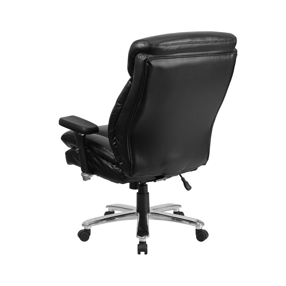 24/7 Intensive Use Big & Tall 400 lb. Rated Black LeatherSoft Ergonomic Office Chair with Lumbar Knob