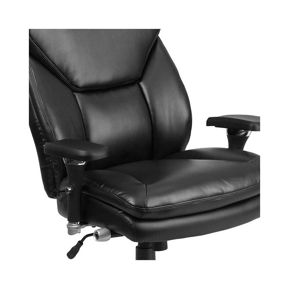 24/7 Intensive Use Big & Tall 400 lb. Rated Black LeatherSoft Ergonomic Office Chair with Lumbar Knob