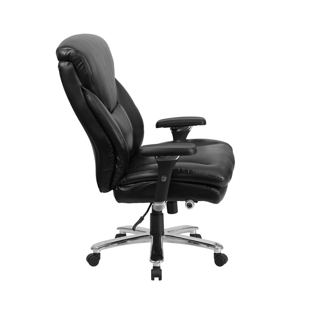24/7 Intensive Use Big & Tall 400 lb. Rated Black LeatherSoft Ergonomic Office Chair with Lumbar Knob