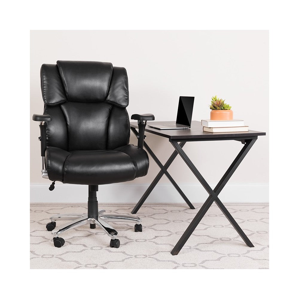 24/7 Intensive Use Big & Tall 400 lb. Rated Black LeatherSoft Executive Lumbar Ergonomic Office Chair