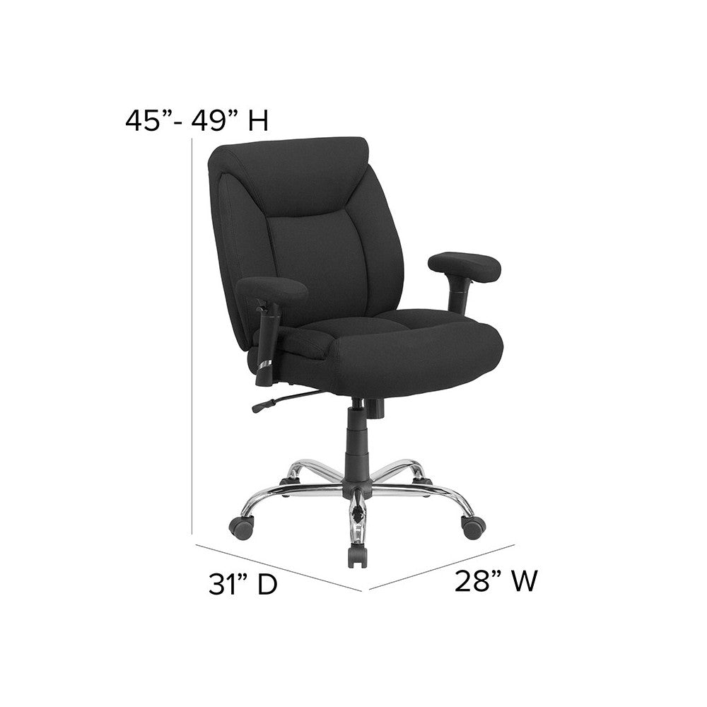 24/7 Intensive Use Big & Tall 500 lb. Rated Black Fabric Executive Ergonomic Office Chair with Loop Arms