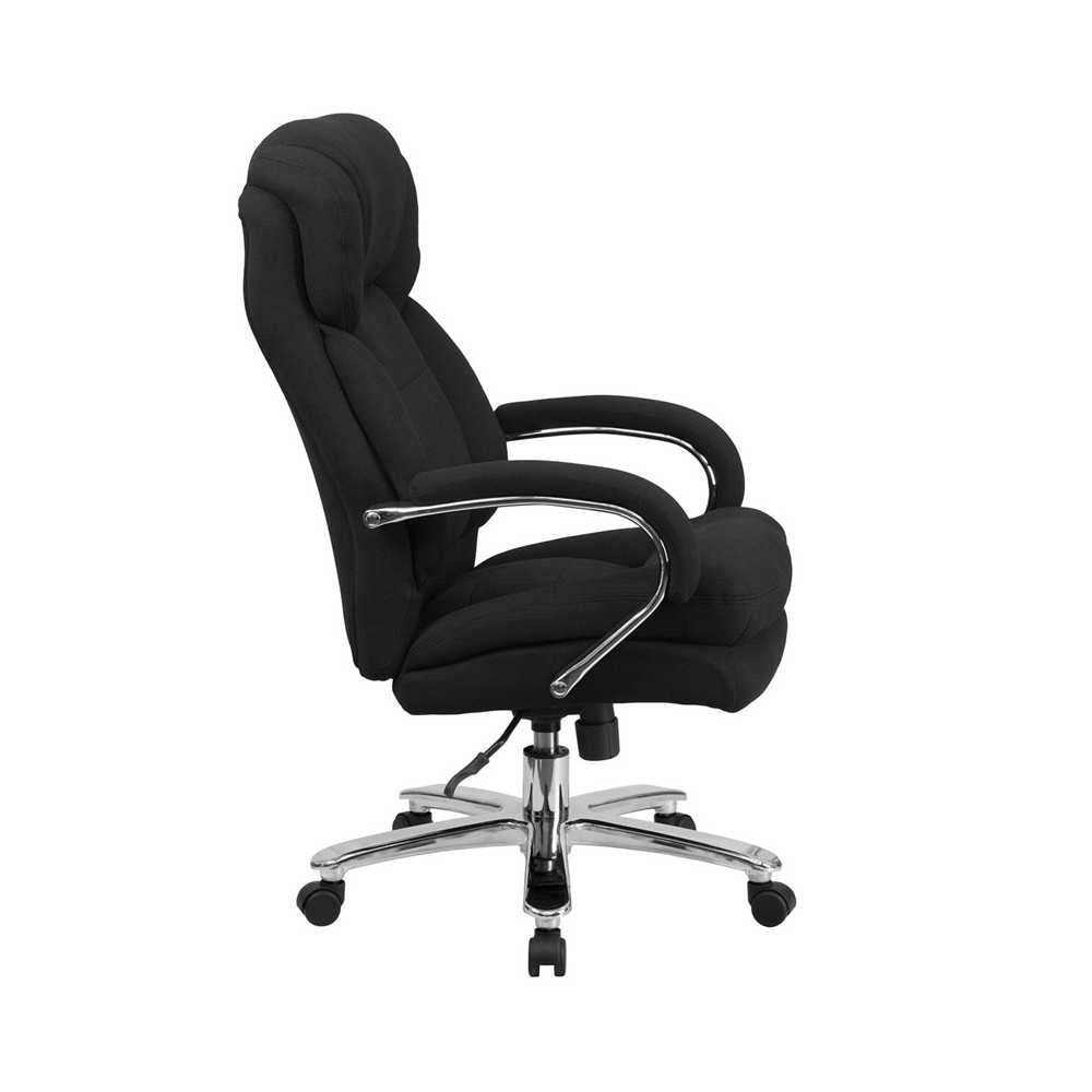 24/7 Intensive Use Big & Tall 500 lb. Rated Black Fabric Executive Ergonomic Office Chair with Loop Arms