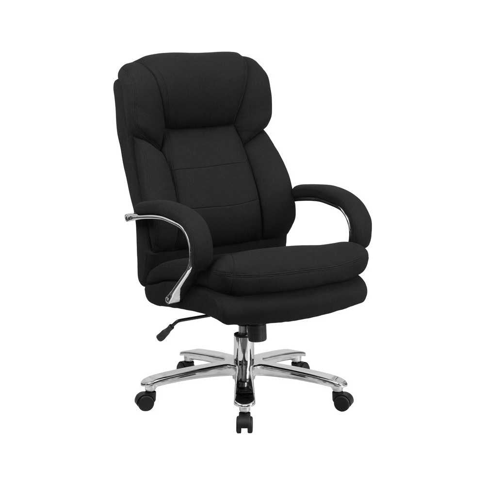 24/7 Intensive Use Big & Tall 500 lb. Rated Black Fabric Executive Ergonomic Office Chair with Loop Arms