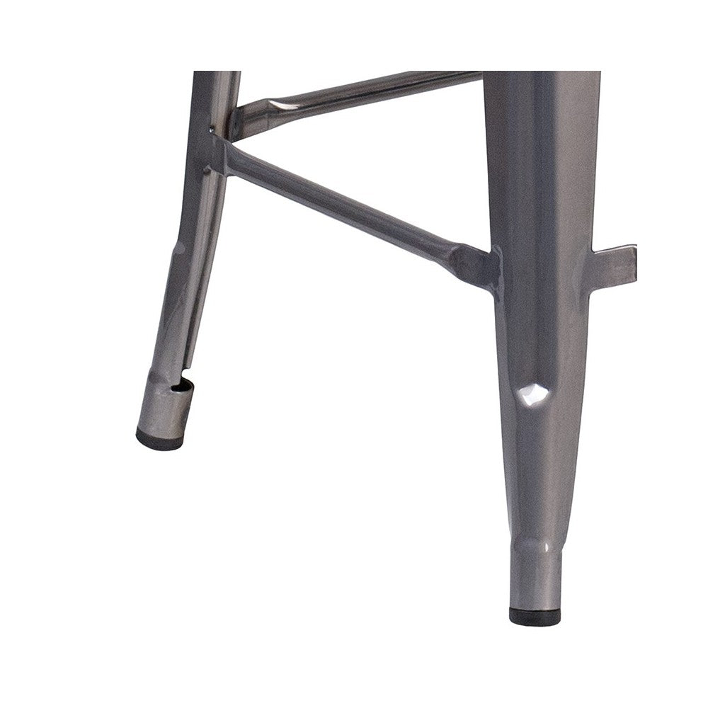 24'' High Backless Clear Coated Metal Indoor Counter Height Stool with Square Seat