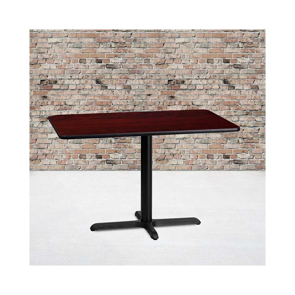 24'' x 42'' Rectangular Mahogany Laminate Table Top with 23.5'' x 29.5'' Table Height Base