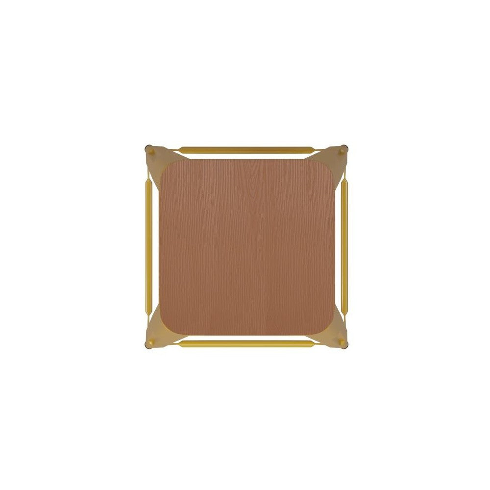 24" Yellow Stool-Teak Seat