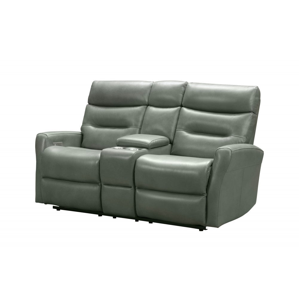 24PHL-1115 Enzo Power Reclining Console Loveseat, Antonio Green Gray