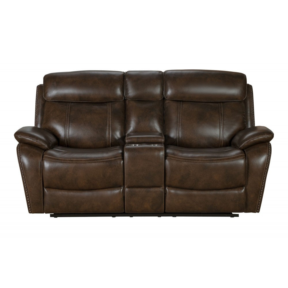 24PHL-3703 Sandover Power Reclining Console Loveseat, Tri-Tone Chocolate