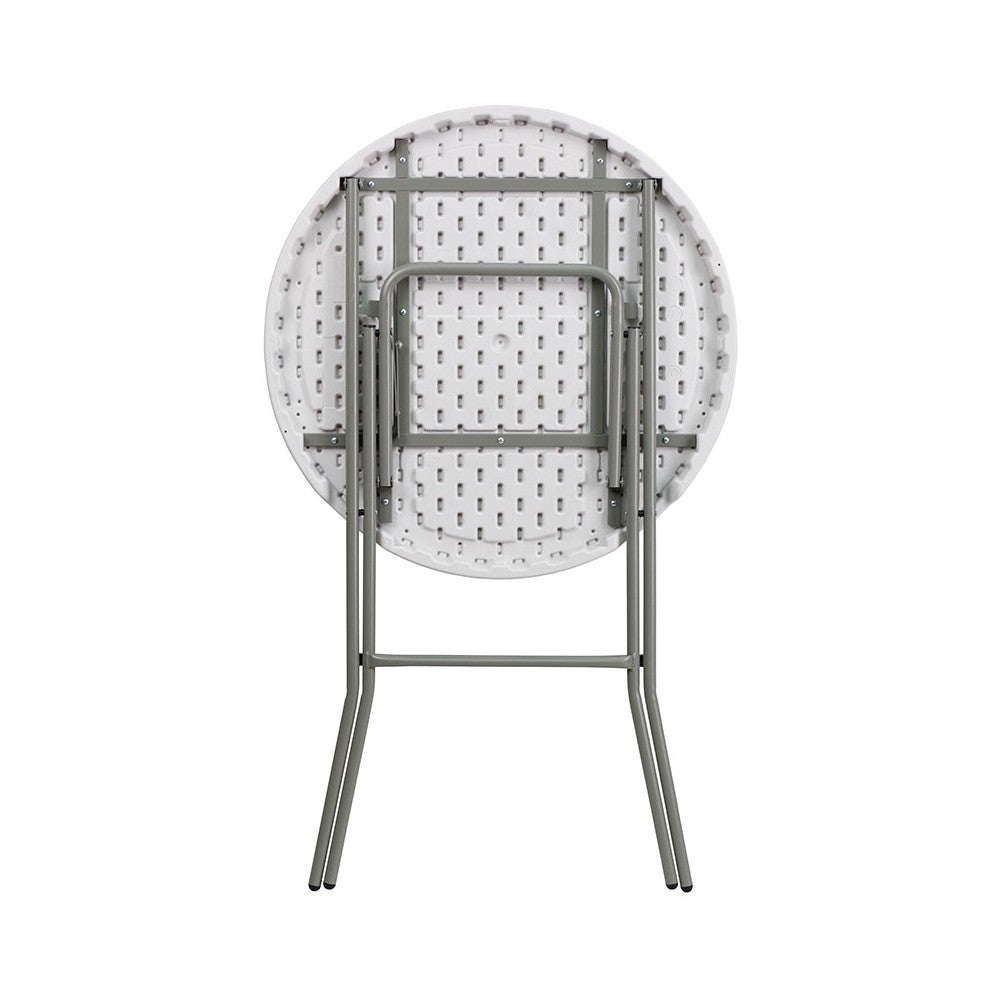 2.6-Foot Round Granite White Plastic Bar Height Folding Table