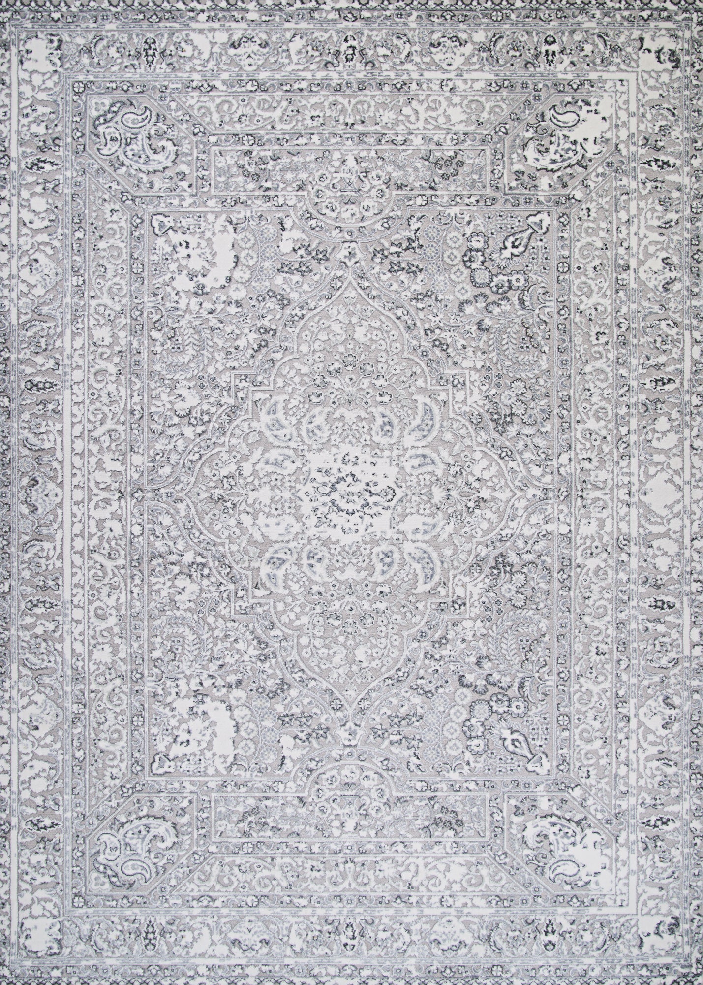 Couristan Brocatelle Belle Fleur Silver Runner Rug 2'7"x7'10"