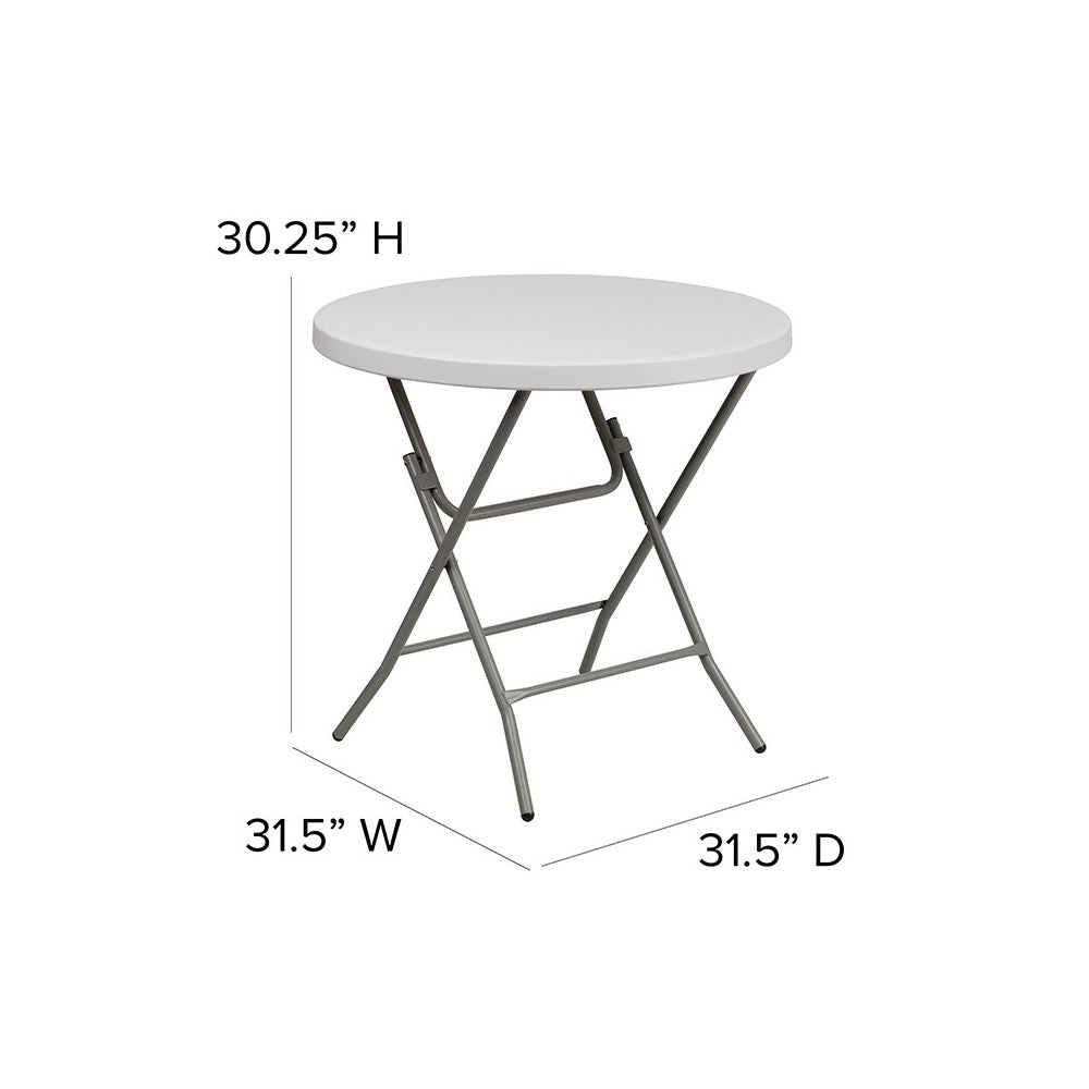 2.63-Foot Round Granite White Plastic Folding Table