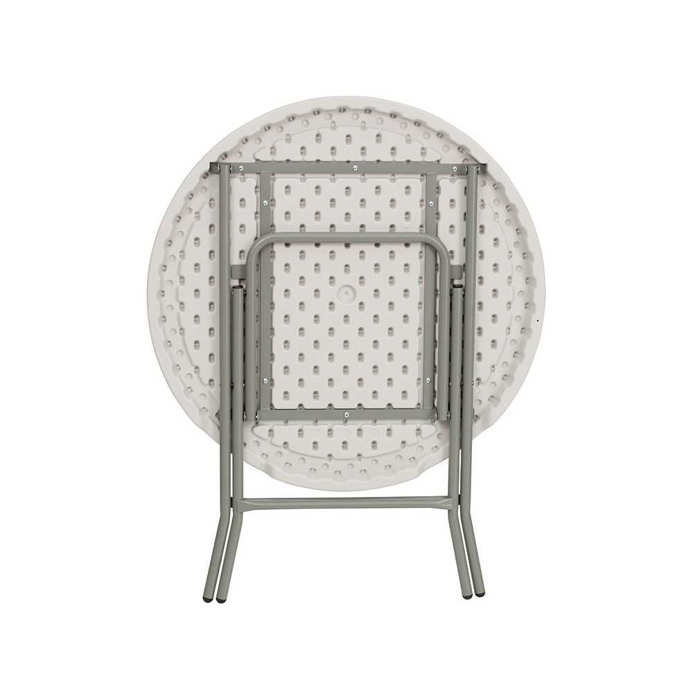 2.63-Foot Round Granite White Plastic Folding Table