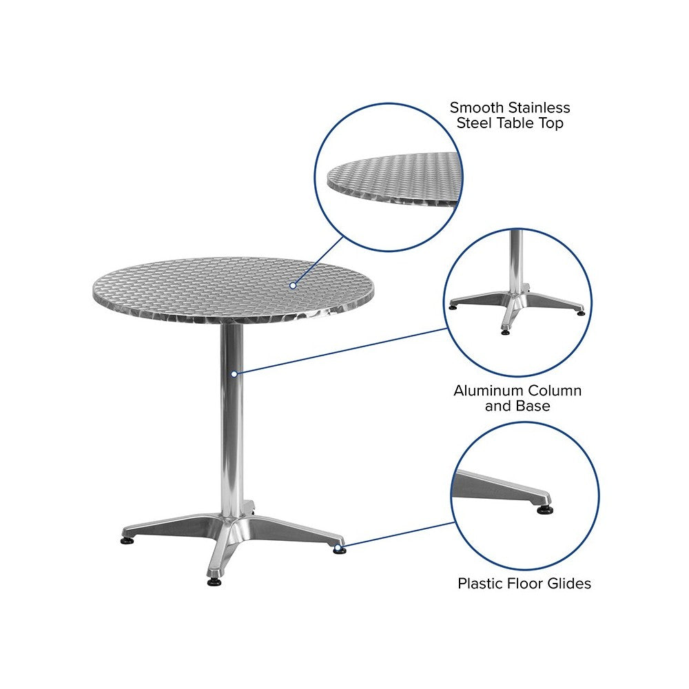 27.5'' Round Aluminum Indoor-Outdoor Table with Base