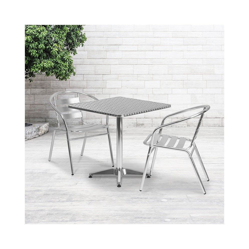 27.5'' Square Aluminum Indoor-Outdoor Table with Base